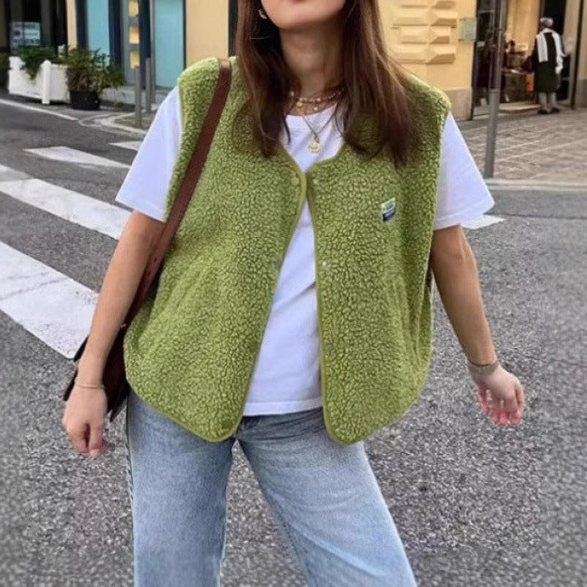 Dame modern väst med fleece-foder och praktiska fickor Mirla-Eva Jonsson