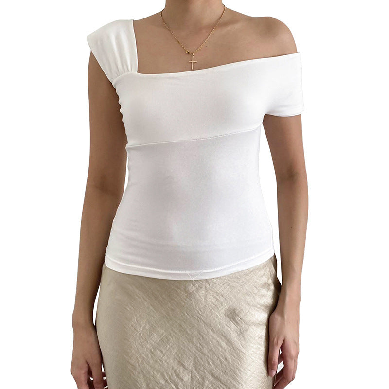 Dame moderne asymmetrisk topp med trendig en-skulder-design Mirla-Eva Jonsson