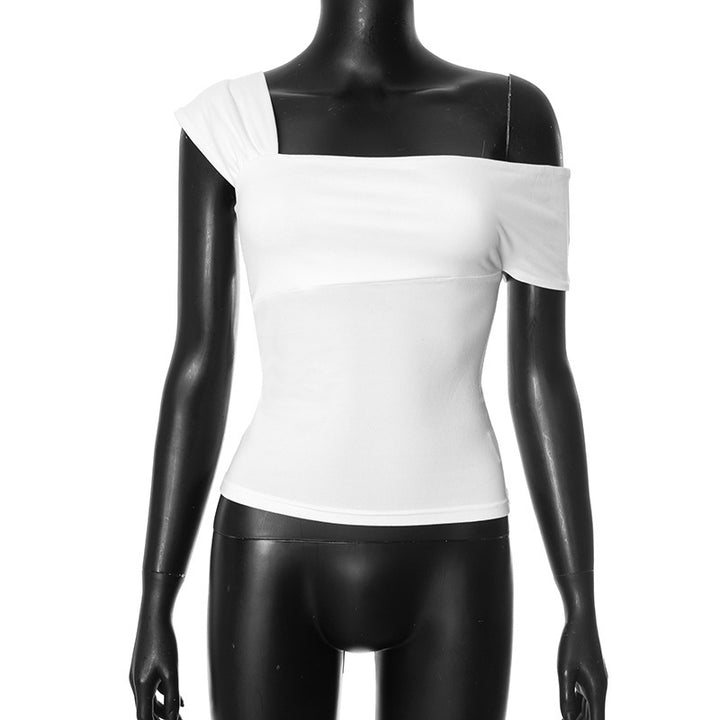 Dame moderne asymmetrisk topp med trendig en-skulder-design Mirla-Eva Jonsson