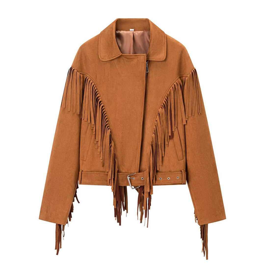 Dame modet skinnjacka med fransiga detaljer Mirla-Eva Jonsson