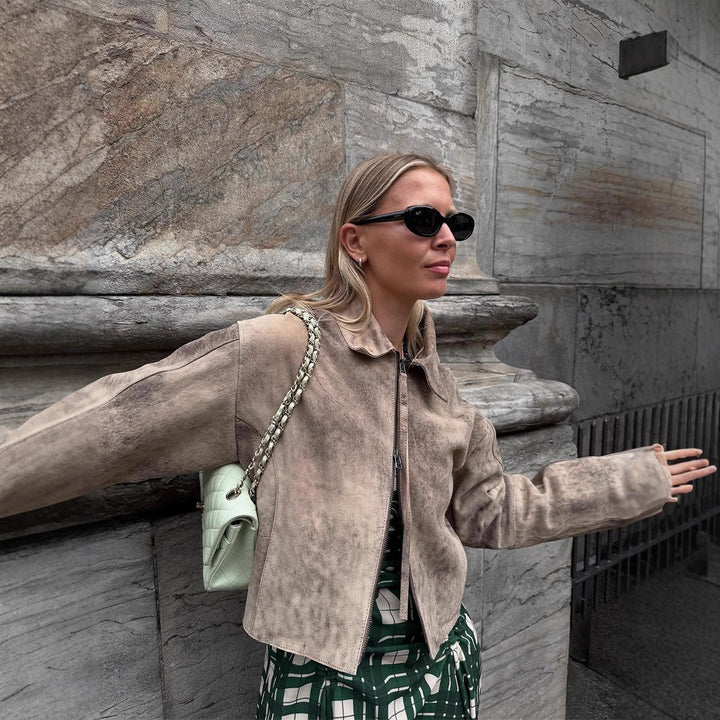 Dame modetrendig mockajacka med voluminösa ärmar Mirla-Eva Jonsson