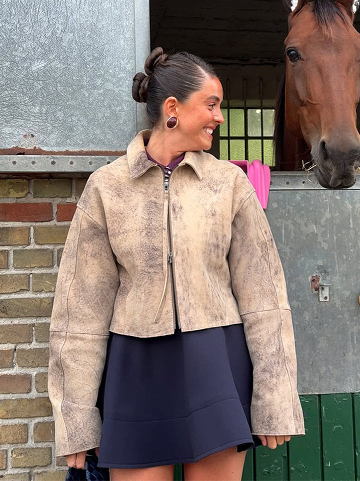 Dame modetrendig mockajacka med voluminösa ärmar Mirla-Eva Jonsson