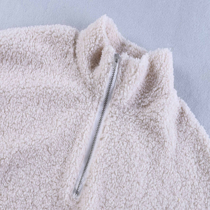 Dame mysiga fleece-tröjor med halv hög krage Mirla-Eva Jonsson