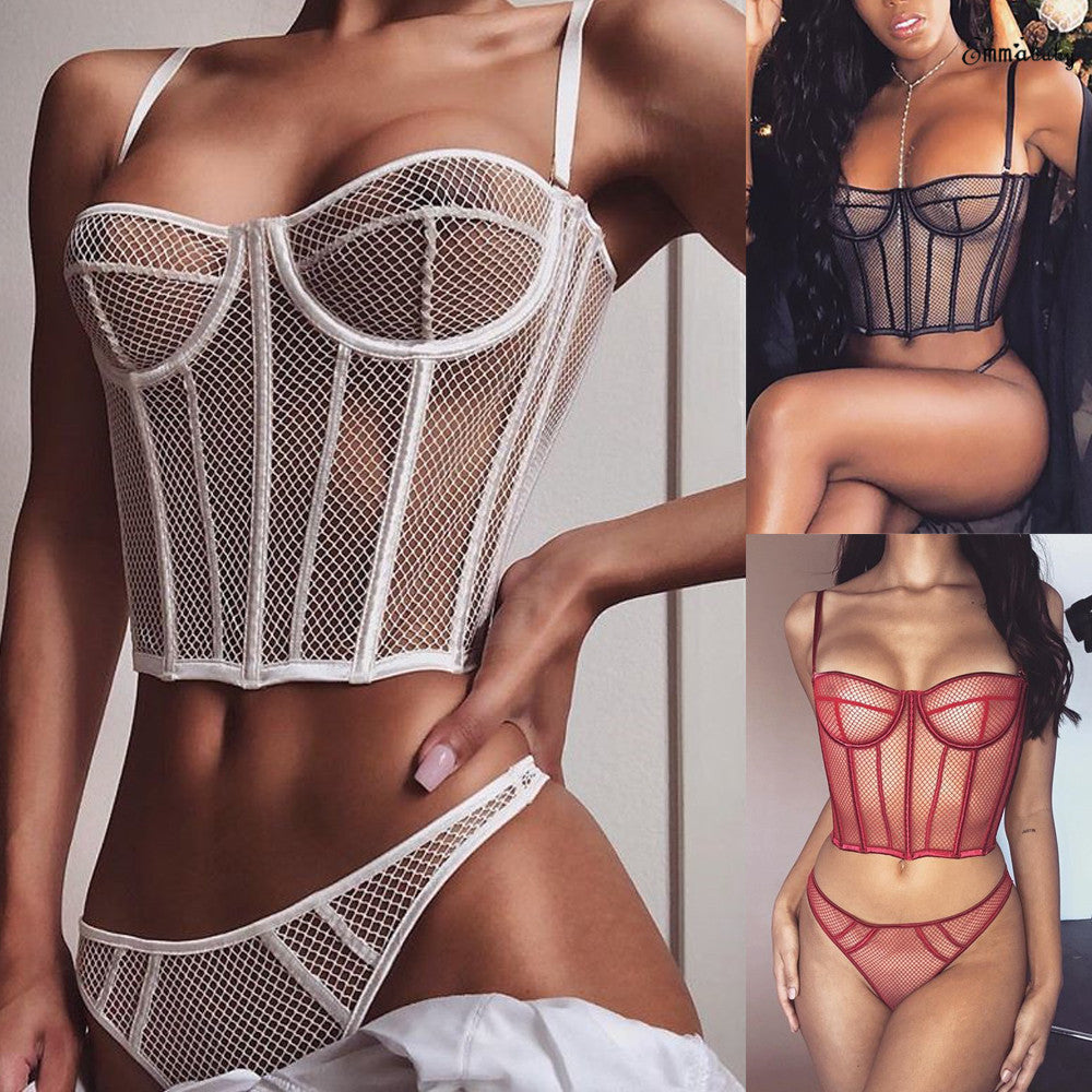 Dame nät-bustier med korsett-design och förföriska detaljer Mirla-Eva Jonsson