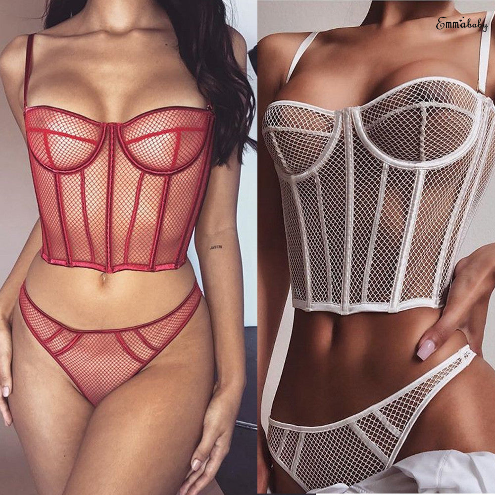 Dame nät-bustier med korsett-design och förföriska detaljer Mirla-Eva Jonsson