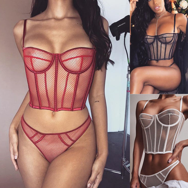 Dame nät-bustier med korsett-design och förföriska detaljer Mirla-Eva Jonsson