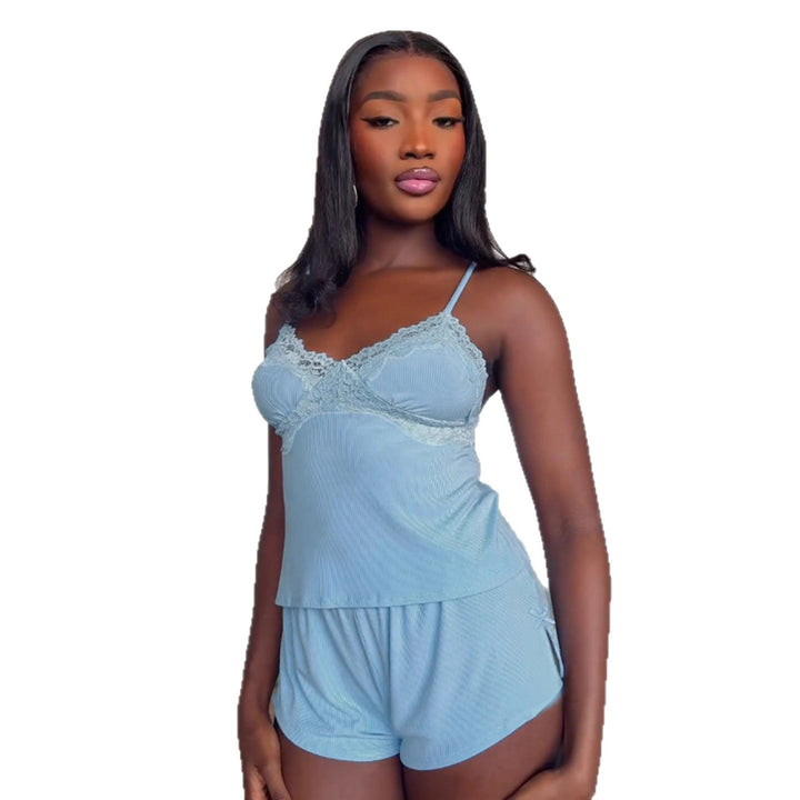 Dame nattkläder set med öm spets och bekväma shorts Mirla-Eva Jonsson