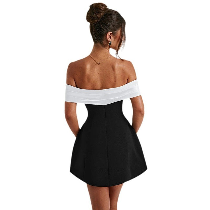 Dame off-shoulder cocktail dress with elegant ruffled top Mirla-Eva Jonsson