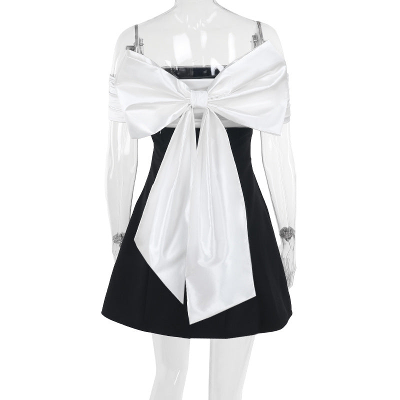 Dame off-shoulder cocktail dress with elegant ruffled top Mirla-Eva Jonsson