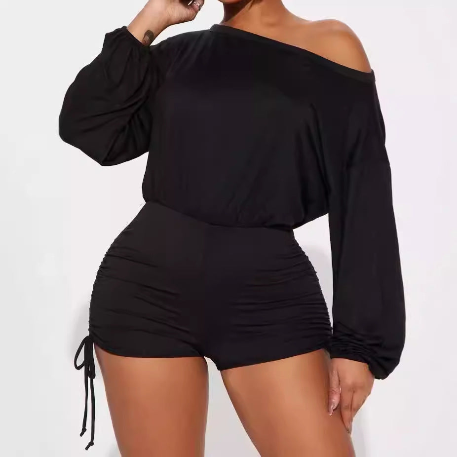 Dame off-shoulder jumpsuit med rynkade sidor Mirla-Eva Jonsson