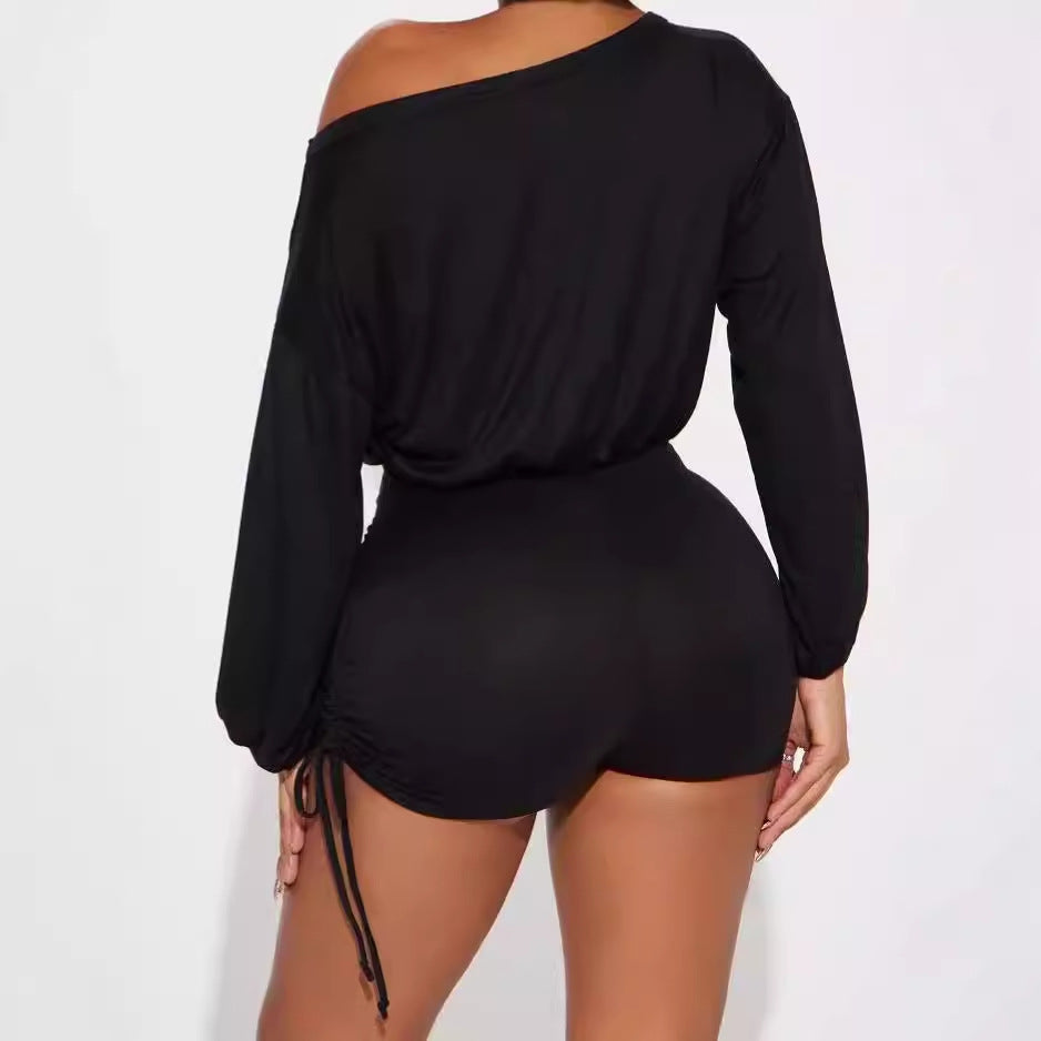 Dame off-shoulder jumpsuit med rynkade sidor Mirla-Eva Jonsson