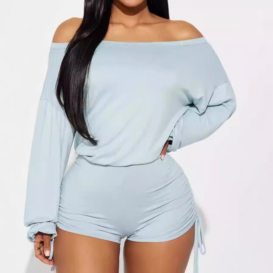 Dame off-shoulder jumpsuit med rynkade sidor Mirla-Eva Jonsson