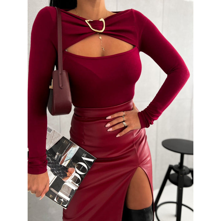 Dame överdel med elegant cut-out och lång ärm Mirla-Eva Jonsson
