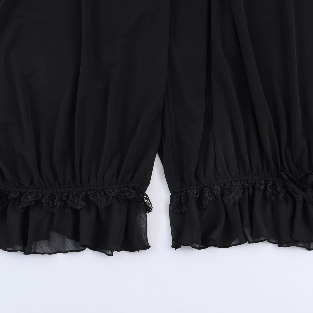 Dame plisserad festbyxa med spetsdetaljer och elastisk midja Mirla-Eva Jonsson