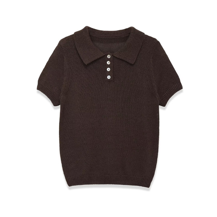 Dame polo shirt med elegant krage og høykvalitets knappdetaljer Mirla-Eva Jonsson
