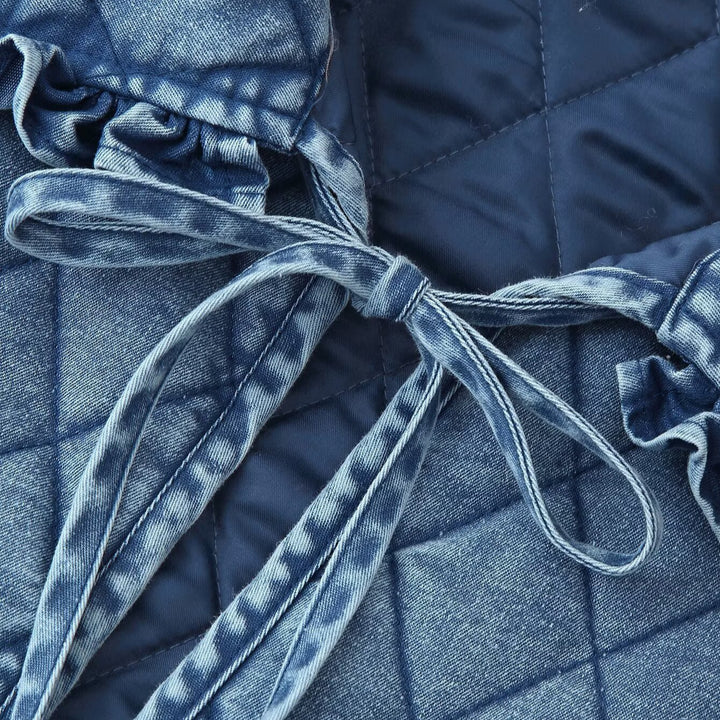 Dame quiltad denimjacka med fransig krage Mirla-Eva Jonsson