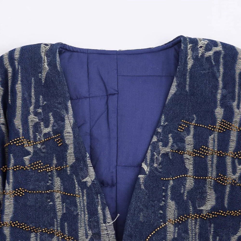 Dame quilted jacket with striking pattern mix and loose fit Mirla-Eva Jonsson