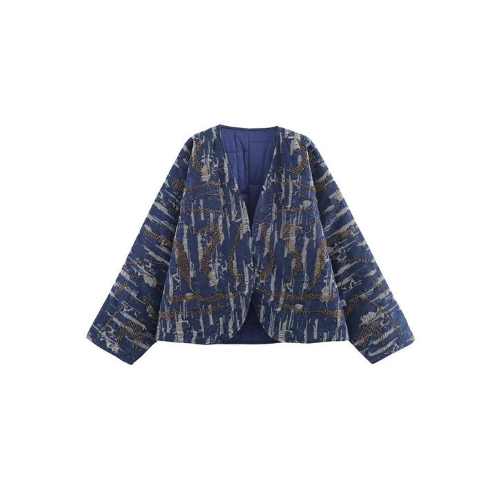 Dame quilted jacket with striking pattern mix and loose fit Mirla-Eva Jonsson