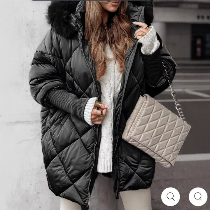Dame quilted vinterparkas med avtagbar huva Mirla-Eva Jonsson