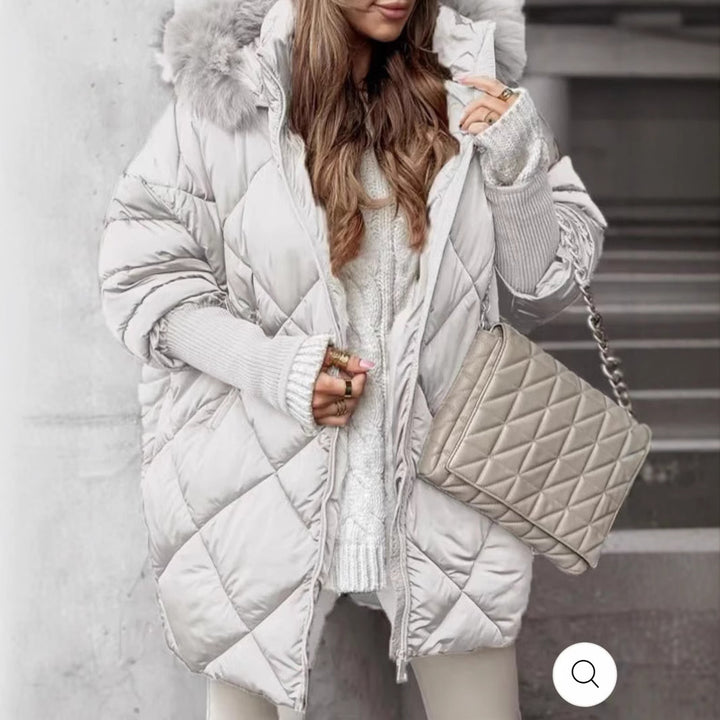 Dame quilted vinterparkas med avtagbar huva Mirla-Eva Jonsson