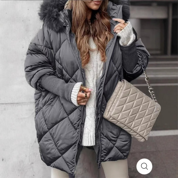 Dame quilted vinterparkas med avtagbar huva Mirla-Eva Jonsson