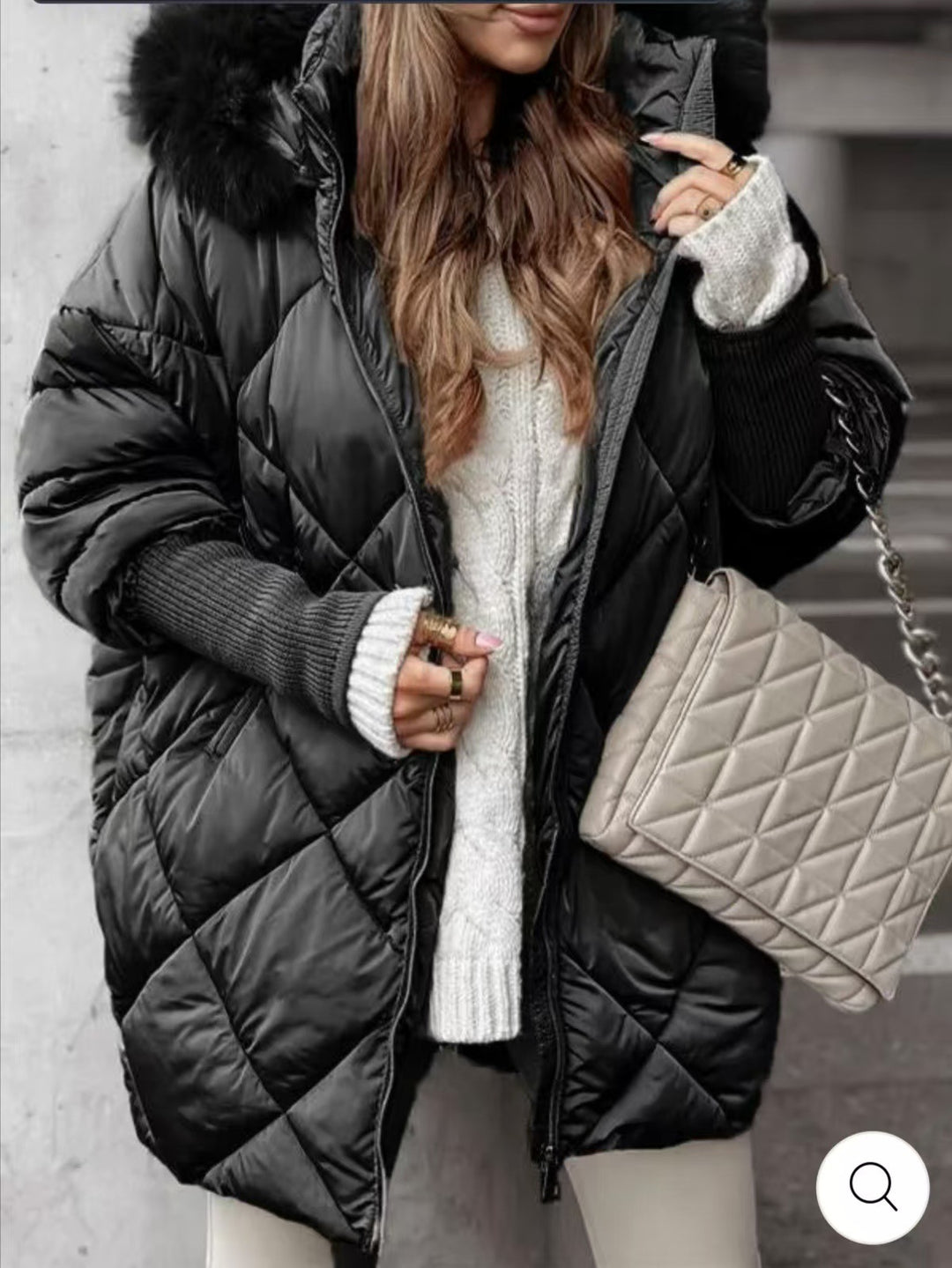 Dame quilted vinterparkas med avtagbar huva Mirla-Eva Jonsson