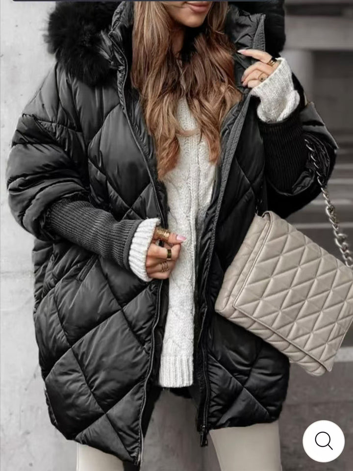 Dame quilted vinterparkas med avtagbar huva Mirla-Eva Jonsson