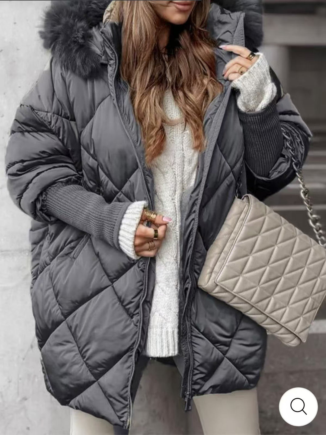Dame quilted vinterparkas med avtagbar huva Mirla-Eva Jonsson