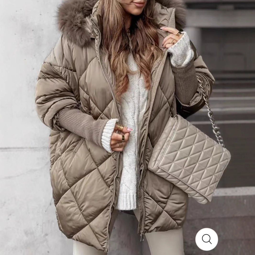 Dame quilted vinterparkas med avtagbar huva Mirla-Eva Jonsson