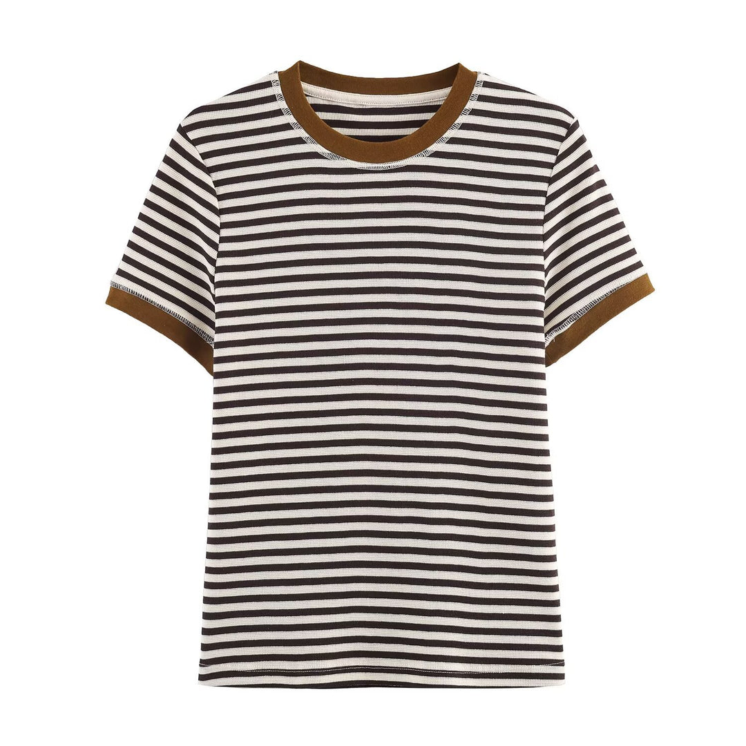 Dame randig T-shirt med kontrasterande ärmar Mirla-Eva Jonsson