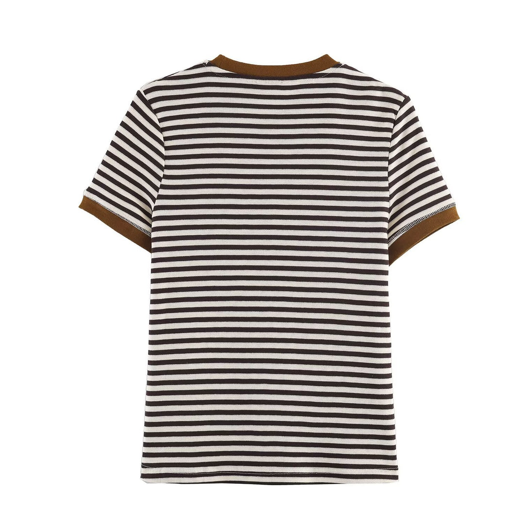 Dame randig T-shirt med kontrasterande ärmar Mirla-Eva Jonsson