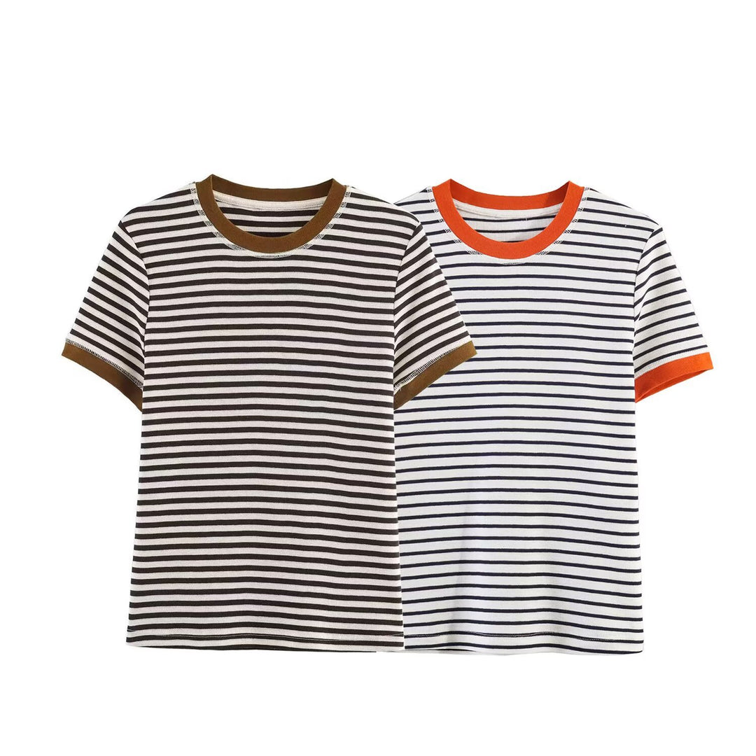 Dame randig T-shirt med kontrasterande ärmar Mirla-Eva Jonsson
