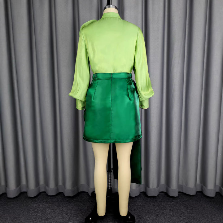 Dame satin skirt with floral ruffle design and fitted bow Mirla-Eva Jonsson