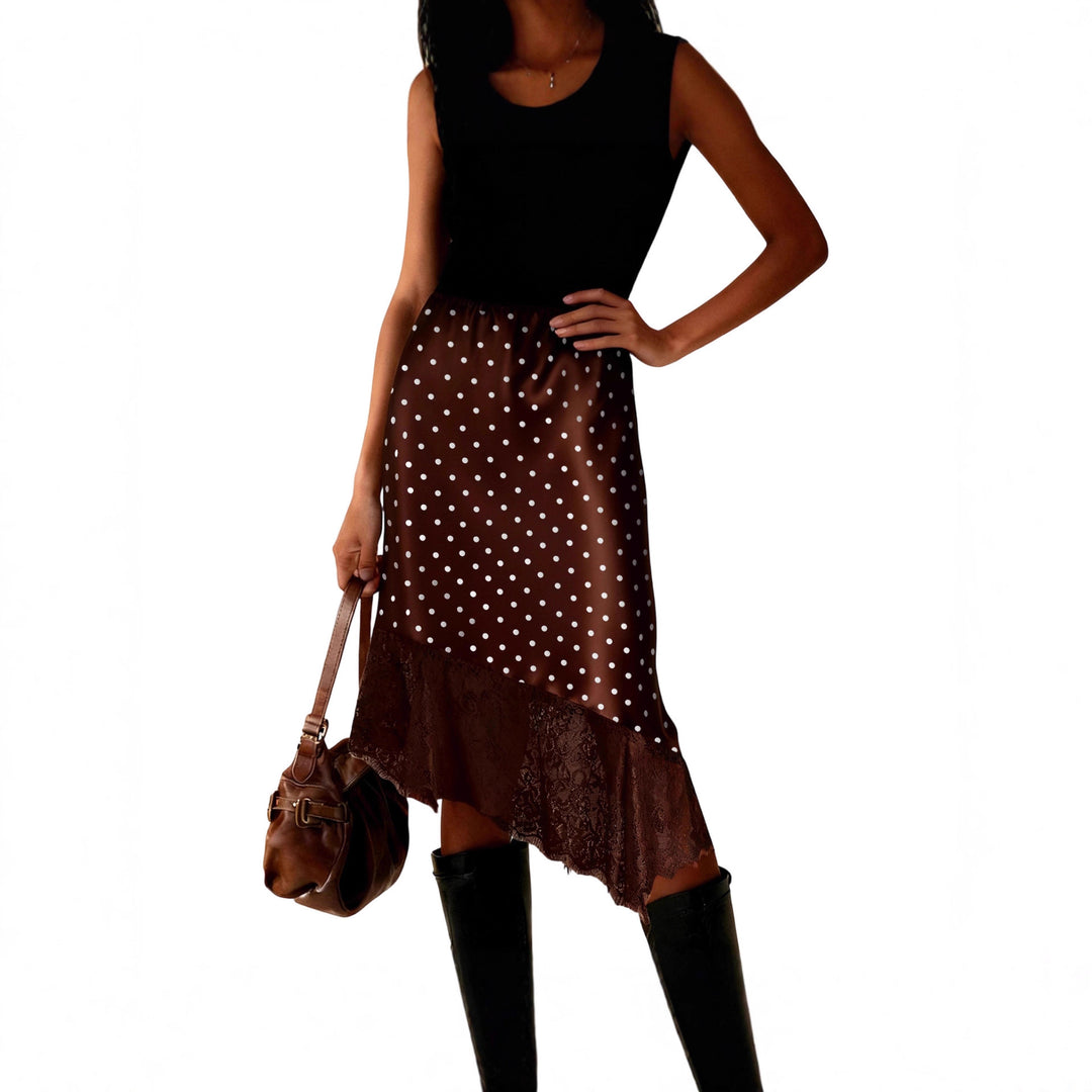 Dame satin skirt with lace and asymmetric hem Mirla-Eva Jonsson