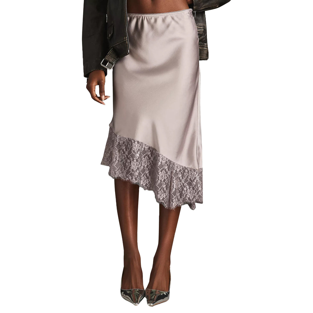 Dame satin skirt with lace and asymmetric hem Mirla-Eva Jonsson