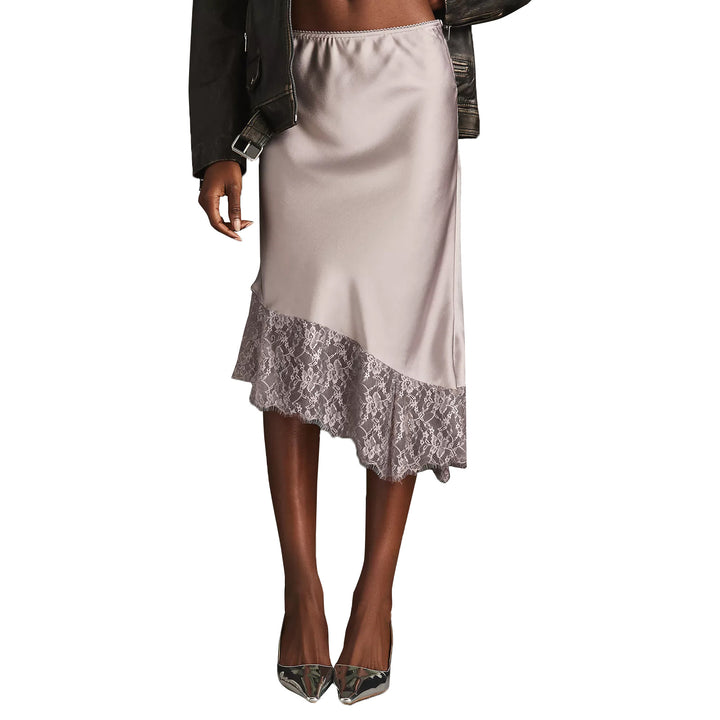 Dame satin skirt with lace and asymmetric hem Mirla-Eva Jonsson