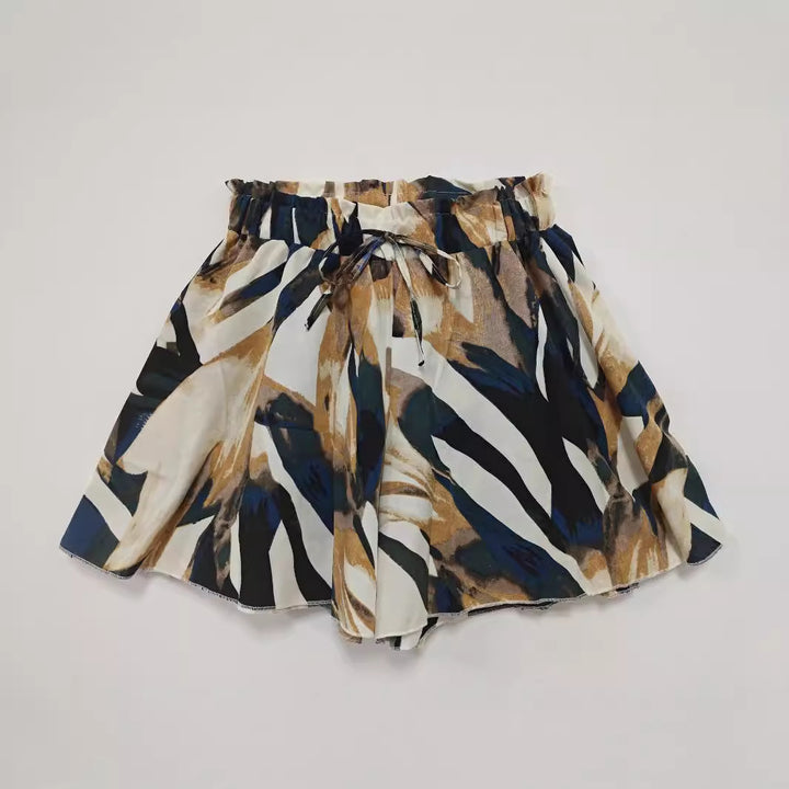 Dame shorts med blommönster och elastisk midja Mirla-Eva Jonsson