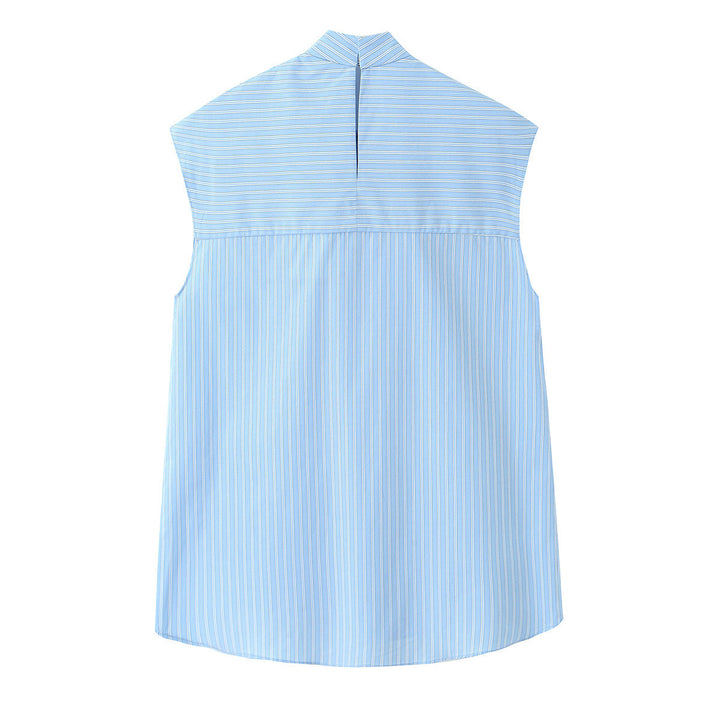 Dame skjortebluse med dekorativ sløyfe og elegant stripete design Mirla-Eva Jonsson