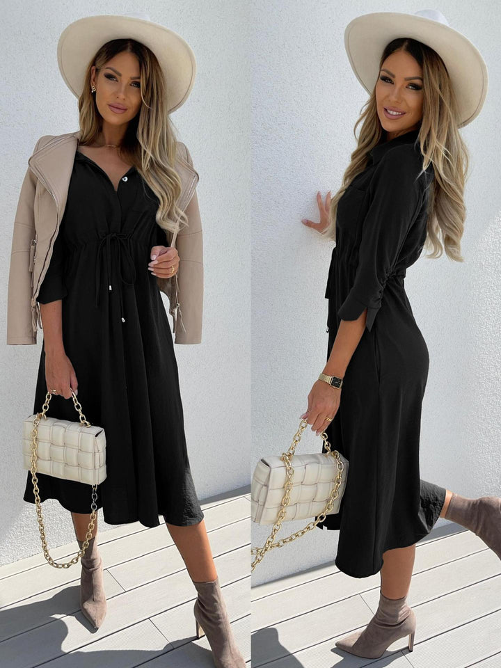 Dame skjortekjole med justerbar midje og elegante knappdetaljer Eva Jonsson-Eva Jonsson