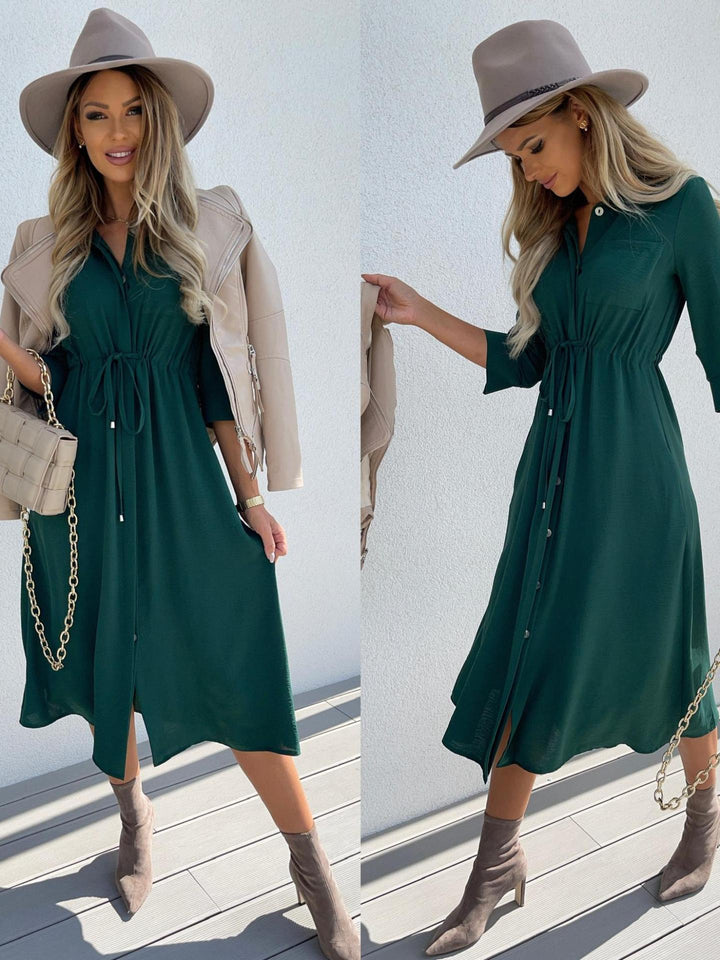 Dame skjortekjole med justerbar midje og elegante knappdetaljer Eva Jonsson-Eva Jonsson