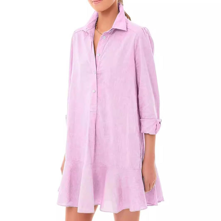 Dame skjortklänning med flödande nederkant och långa ärmar Eva Jonsson-Eva Jonsson