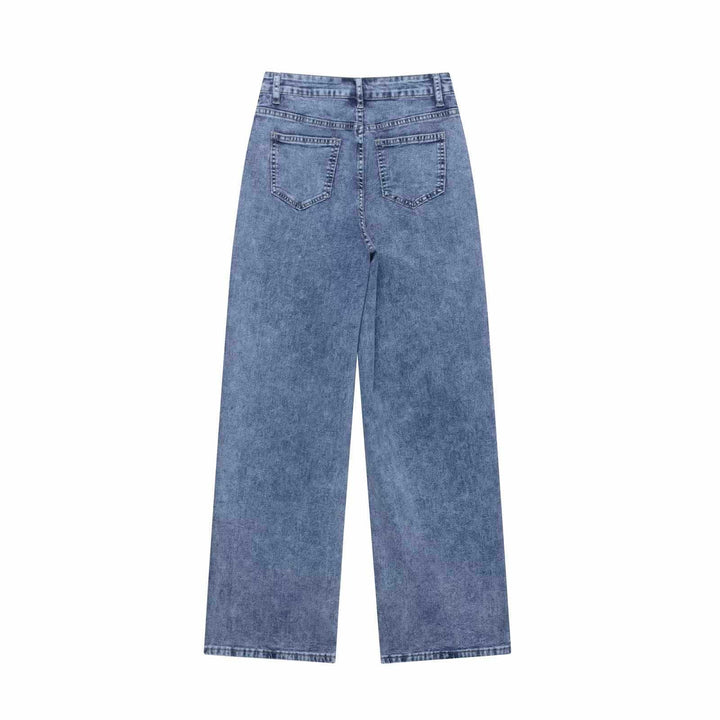 Dame slouchy högmidjade jeans med trendiga patchdetaljer Eva Jonsson-Eva Jonsson