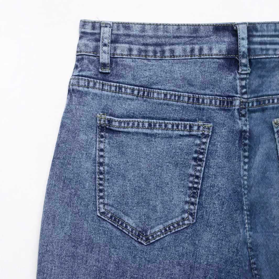 Dame slouchy högmidjade jeans med trendiga patchdetaljer Eva Jonsson-Eva Jonsson