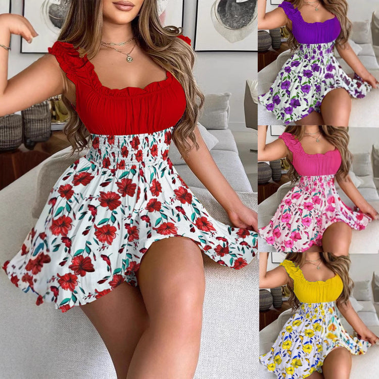 Dame sommarklänning med volangdetaljer och elastisk midja Mirla-Eva Jonsson