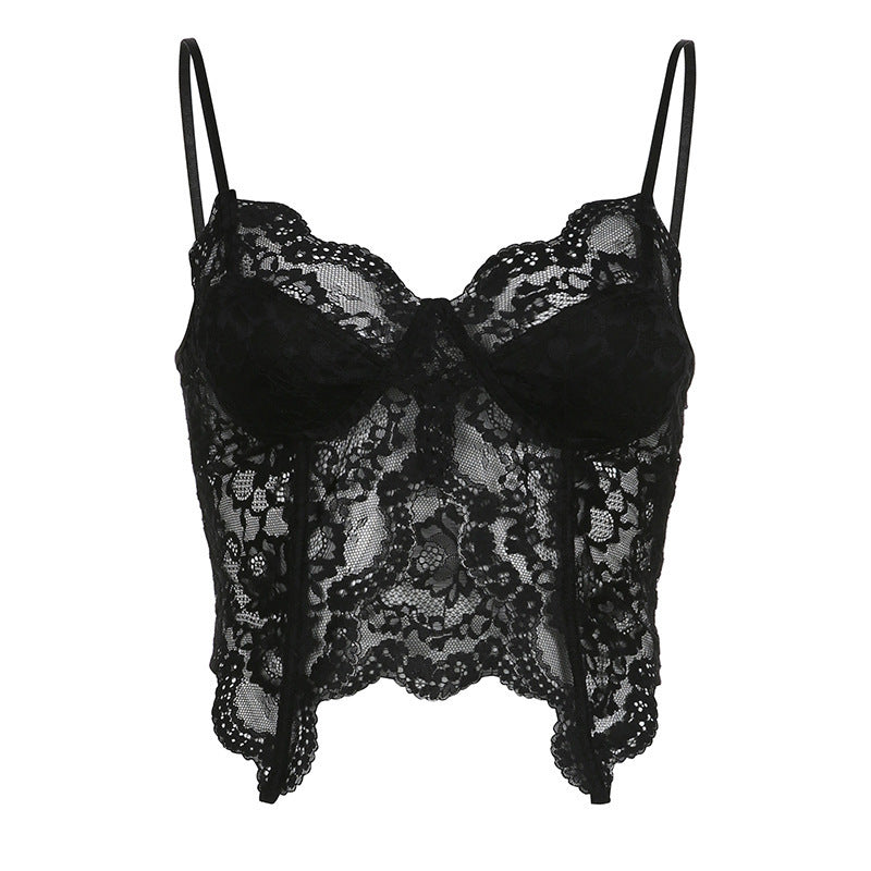Dame spets-bustier med floral design och justerbara axelband Mirla-Eva Jonsson