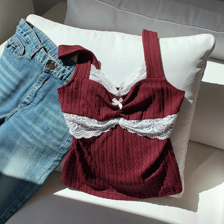 Dame spets-detalj topp Mirla-Eva Jonsson