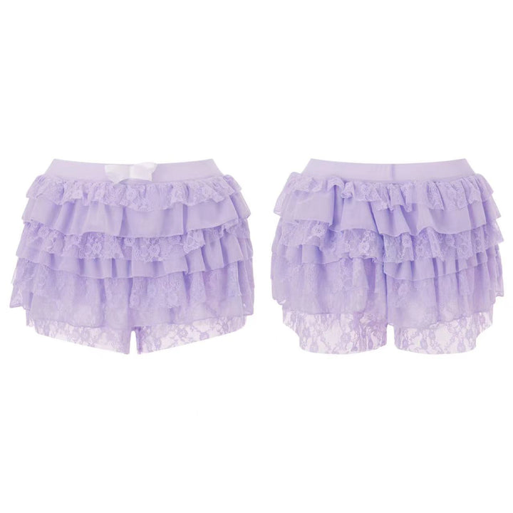Dame spets-shorts med voluminösa volangdetaljer Mirla-Eva Jonsson