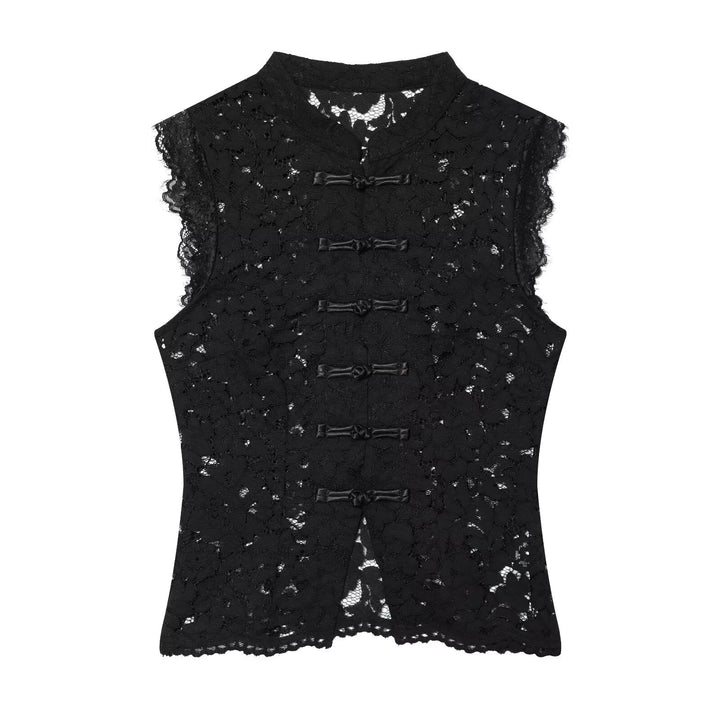 Dame spetsöverdel med traditionell ståkrage och eleganta knapppdetaljer Mirla-Eva Jonsson