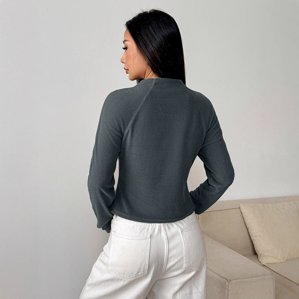 Dame sportig fleece topp med ståkrage och dragkedja Mirla-Eva Jonsson