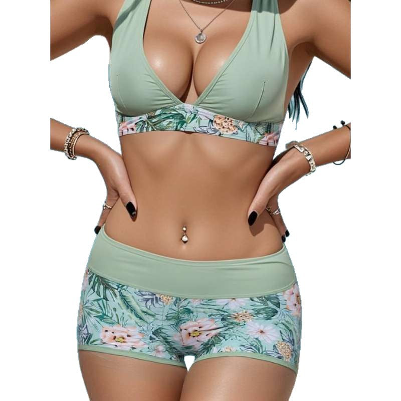 Dame sportigt bikini-set med hög midja och blommönster Mirla-Eva Jonsson